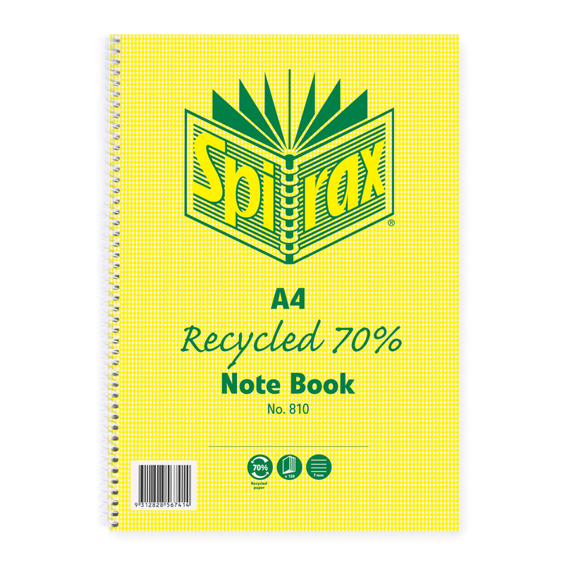 spirax 810 recycled notebook a4 120 page - pack of 5