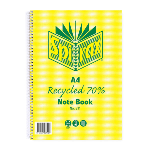 spirax 811 recycled notebook a4 240 page - pack of 5