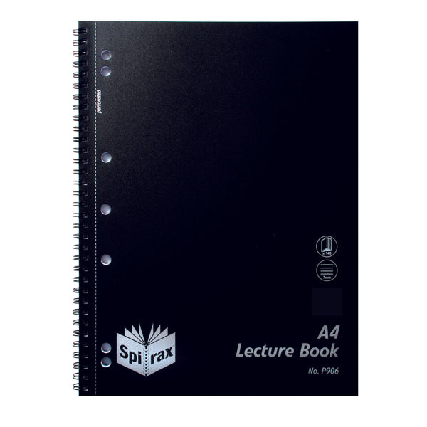 spirax p906 pp lecture book a4 140 page black - pack of 10