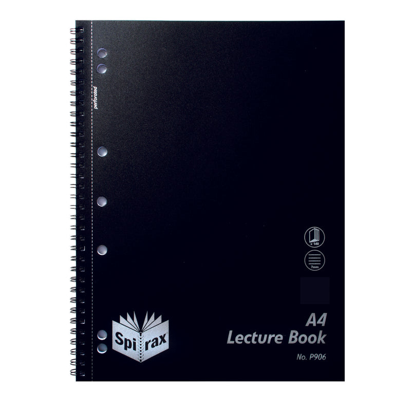 spirax p906 pp lecture book a4 140 page black - pack of 10