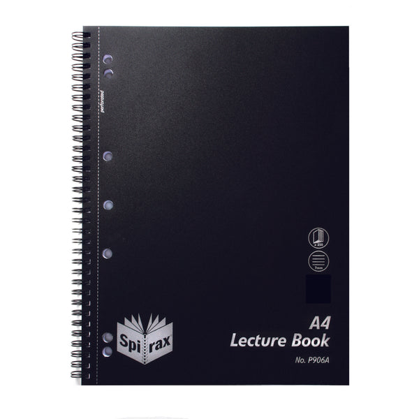 spirax p906a pp lecture book a4 250 page black - pack of 5
