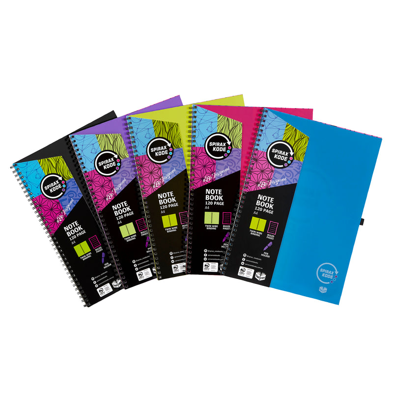spirax kode p957 note book a4 120 page assorted - pack of 25