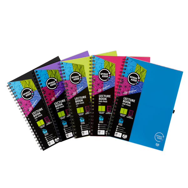 spirax kode p958 lecture book a4 200 page assorted - pack of 15