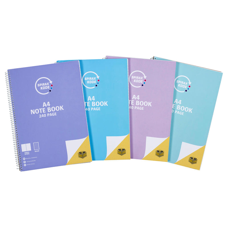 spirax kode pastel note book a4 240 page - pack of 15
