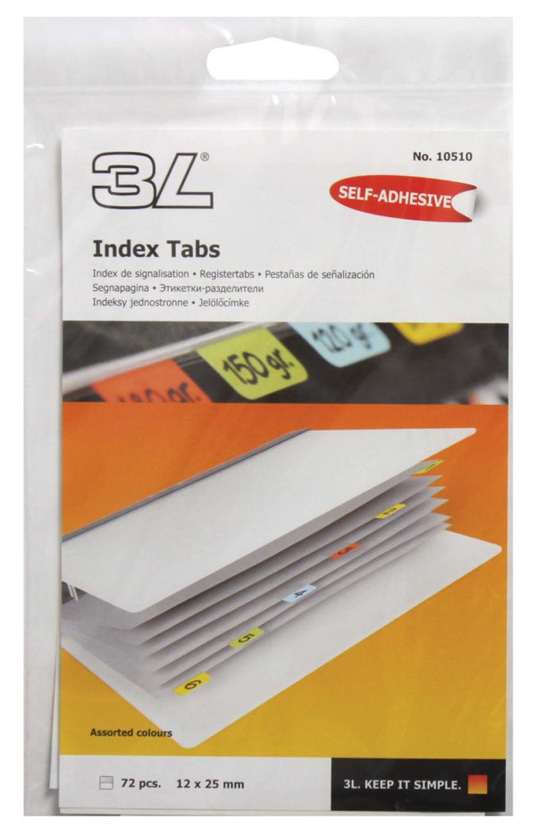 3l index tab 25mm assorted pack of 72