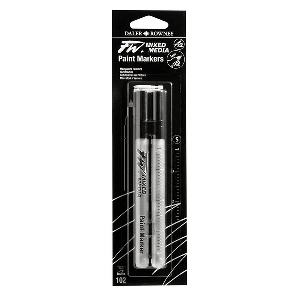 Daler Rowney Fw Mixed Media Hard Point Paint Marker 1mm Twin Pack