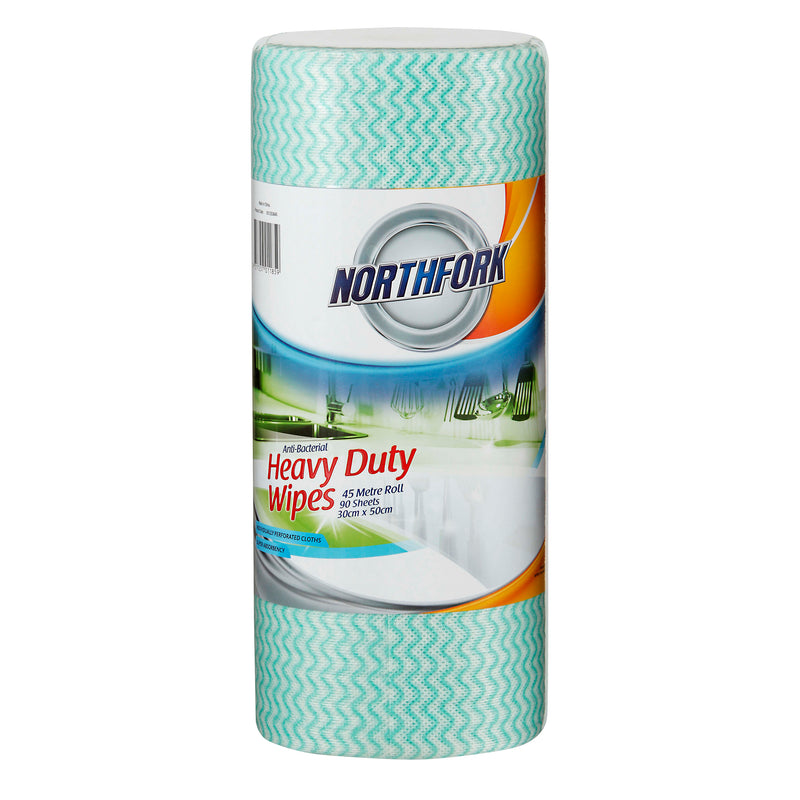northfork heavy duty antibacterial perforated wipe 45m 90 sheets
