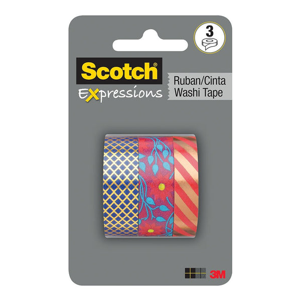 Scotch Expressions Washi Tape C1017-3-P1 15mm X 10m Multi Pack Of 3