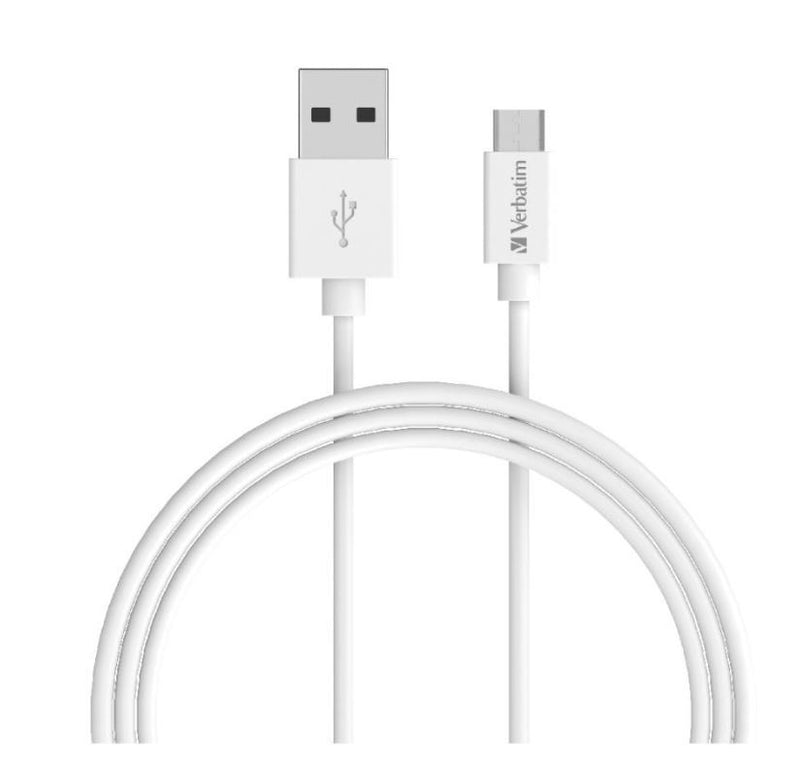 verbatim essentials charge & sync micro usb cable 1m white
