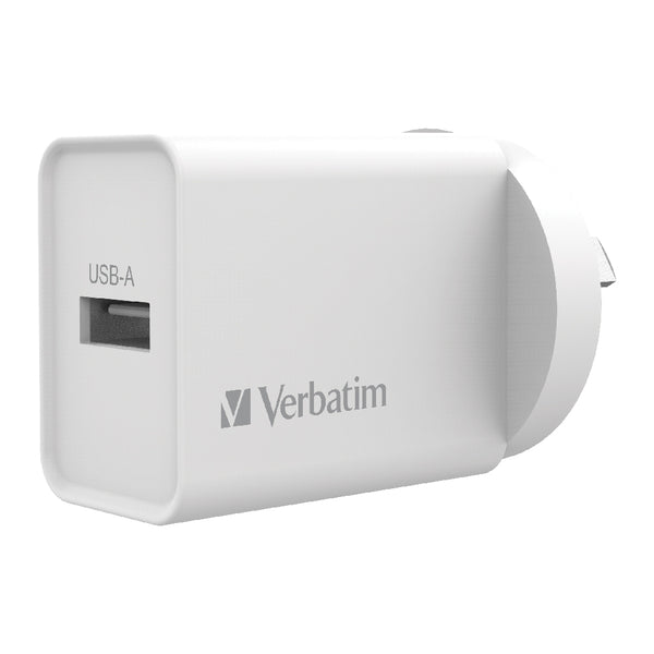 verbatim essentials usb charger single port 2.4a white