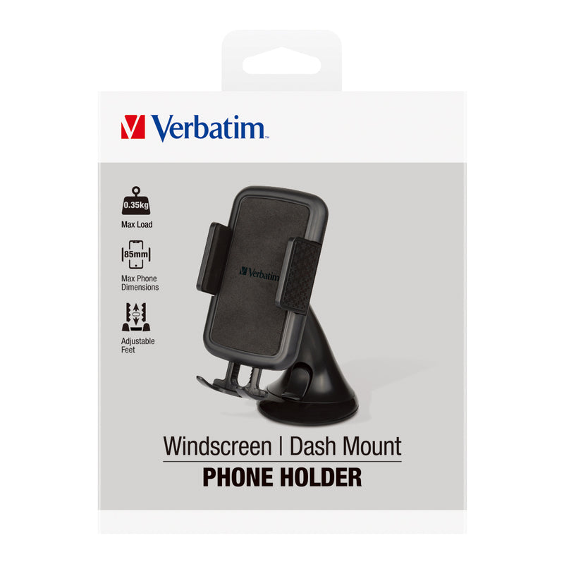 verbatim essentials phone mount windscreen/dash black