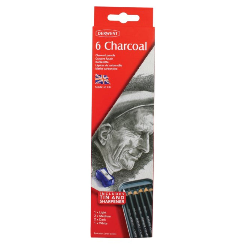 Derwent Charcoal Pencil - Tin Of 6