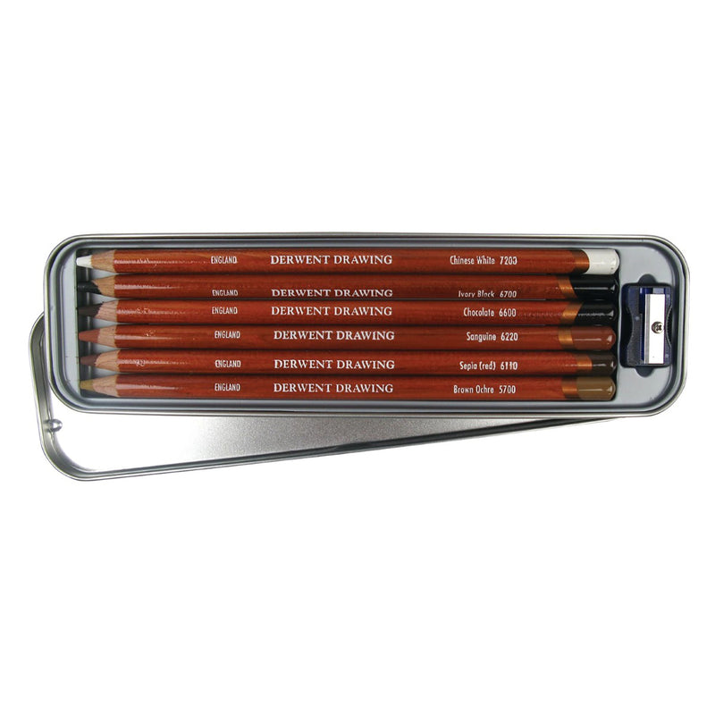 Derwent Drawing Pencils - Tin Of 6