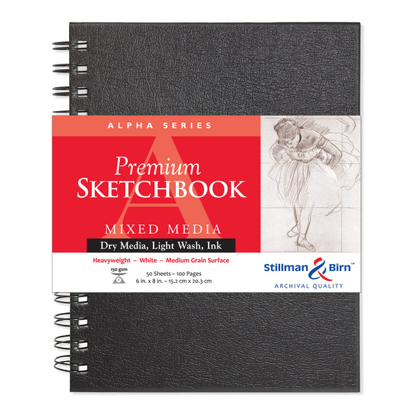 Stillman & Birn Alpha Spiral Sketchbooks 150gsm White Vellum 50 Sheets#Size_6X8 INCH