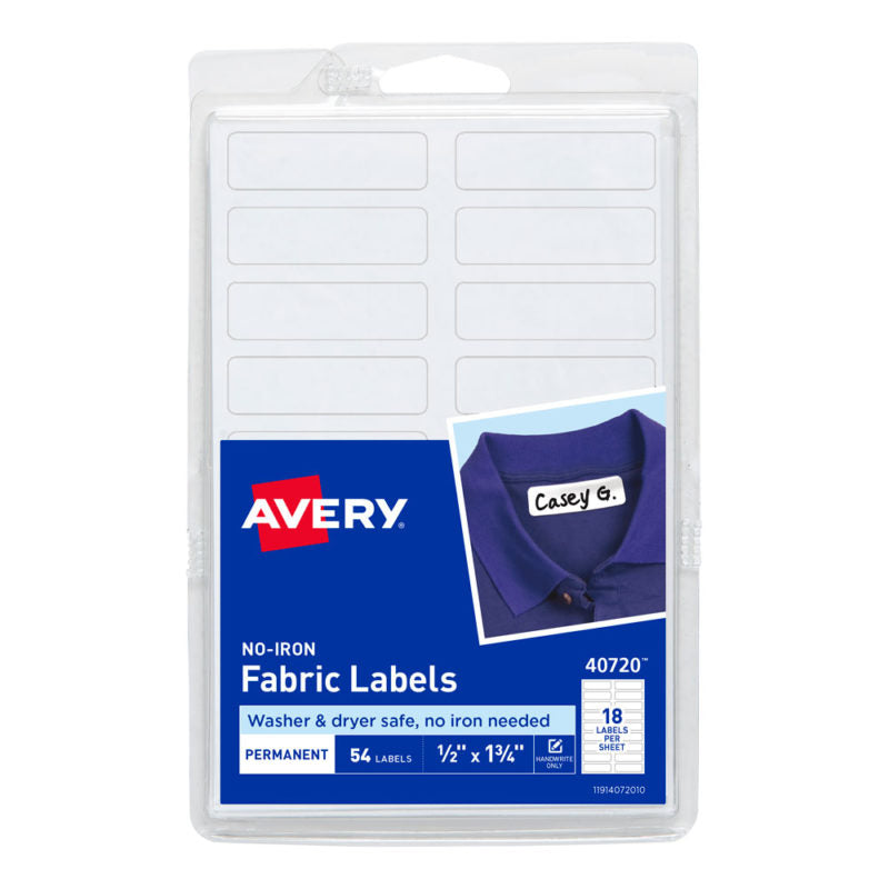 avery no iron fabric labels - a6 45x13mm 18up 54 sheets