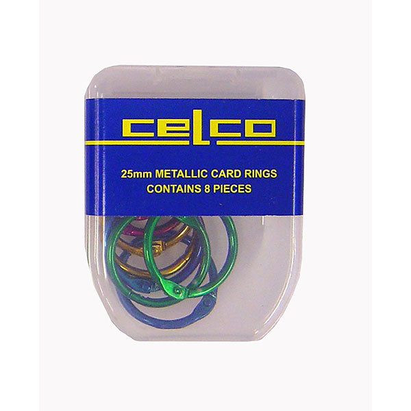 celco 25mm metallic card rings pack of 8 - 4 boxes (32 units)