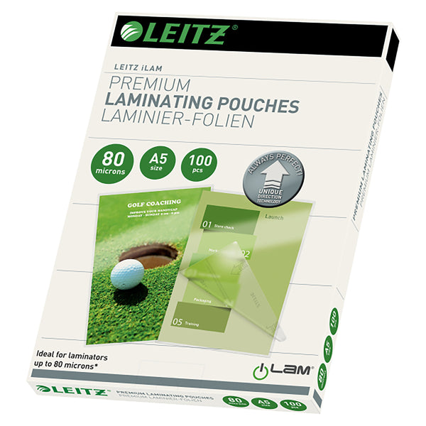 leitz laminating pouch a5 pack of 100#Microns_80