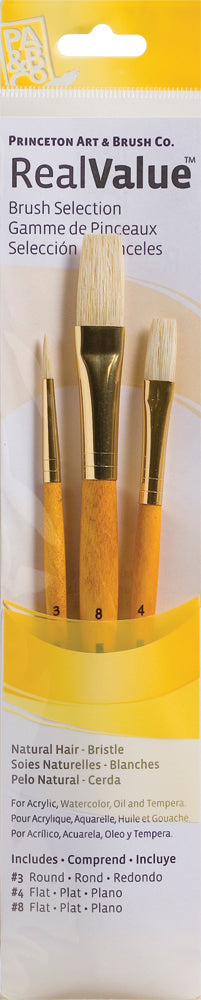 Princeton Art Brush Set Real Value Series 9100 Set Of 3 Natural Bristle Round
