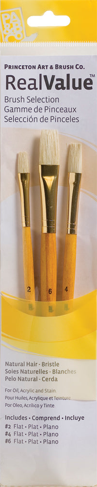 Princeton Art Brush Set Real Value Series 9100 Set Of 3 Natural Bristle