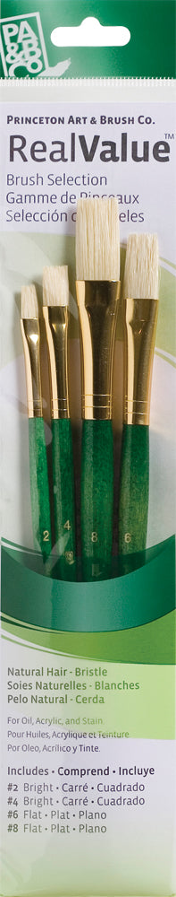 Princeton Art Brush Set Real Value Series 9100 Set Of 4 Natural Bristle -