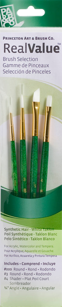 Princeton Art Brush Real Value Synthetic White Taklon Set Of 4 Art Brushes