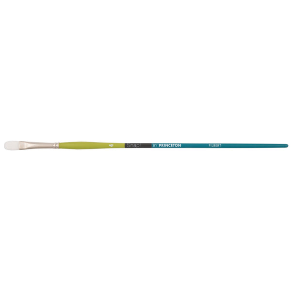 Princeton Snap! Series 9800 Art Brush Long Handle White Synthetic Taklon Filbert#size_4