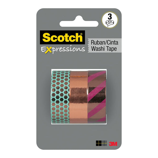Scotch Expressions Foil Washi Tape C617-3PK-CPR 15mmx7m Multi Pack#colour_COPPER