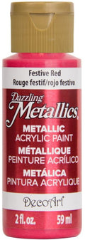 Decoart Dazzling Metallics Paint 2oz 59ml#Colour_FESTIVE RED