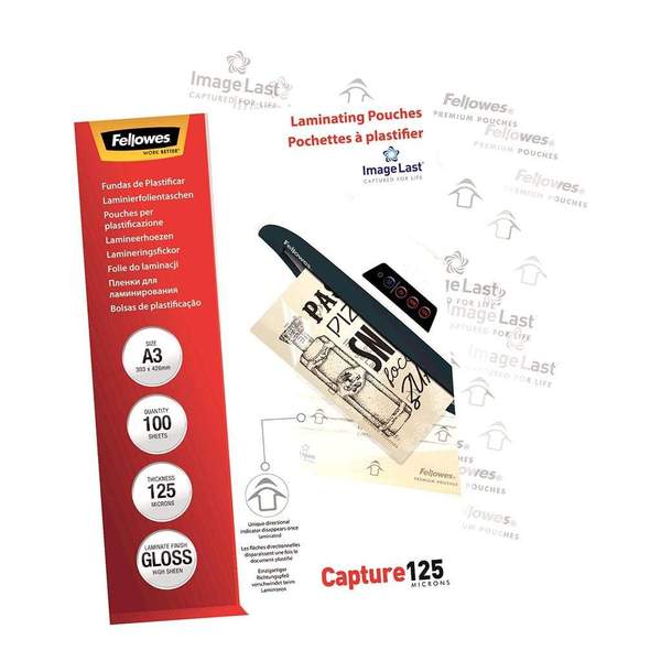 fellowes laminating pouches 125 micron PACK OF  100