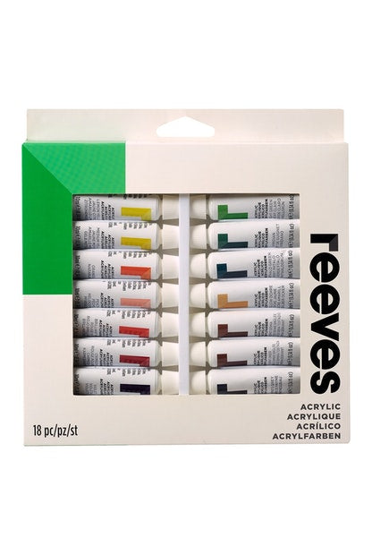 Reeves Artists' Acrylic Paint Set 10ml Tubes#Pack Size_pack of 18