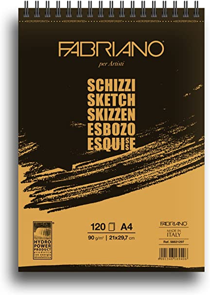 Fabriano Schizzi Spiral Pad (Short Side) 90gsm A4 120 Sheets