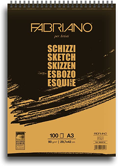 Fabriano Schizzi Spiral Pad (Short Side) 90gsm A3 100 Sheets