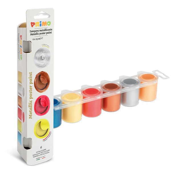 primo ready-mix poster paint 25ml set of 6#colour_METALLIC