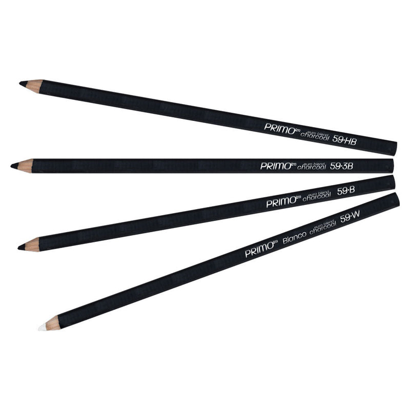 General Primo Euro Blend 4 Charcoal Pencils With Sharpener And Eraser