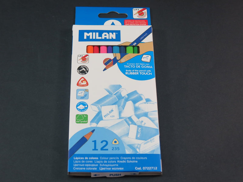 milan colour pencils with rubber touch set of 12