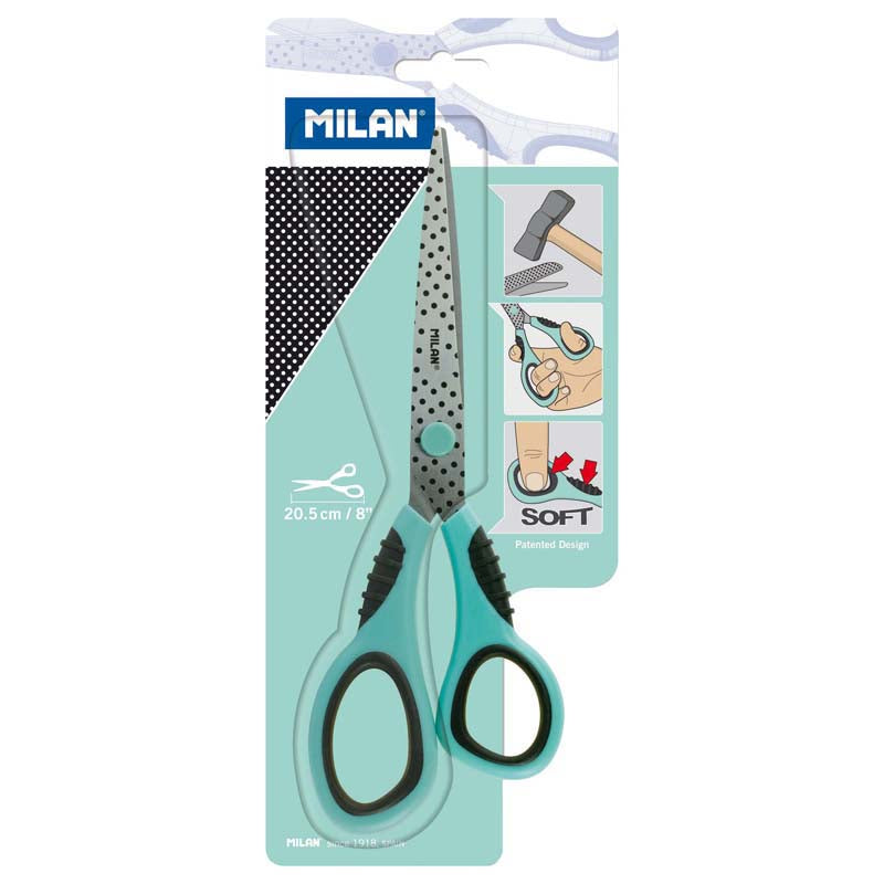 milan office scissors size 205MM 8 inch soft grip