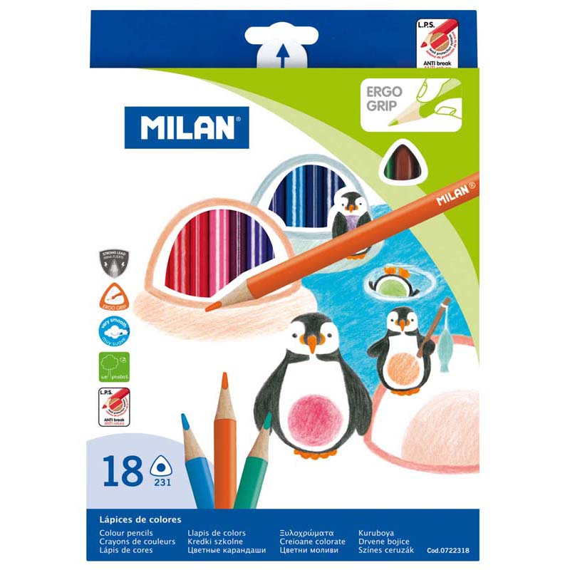 milan ergo grip coloured triangular pencils assorted colours