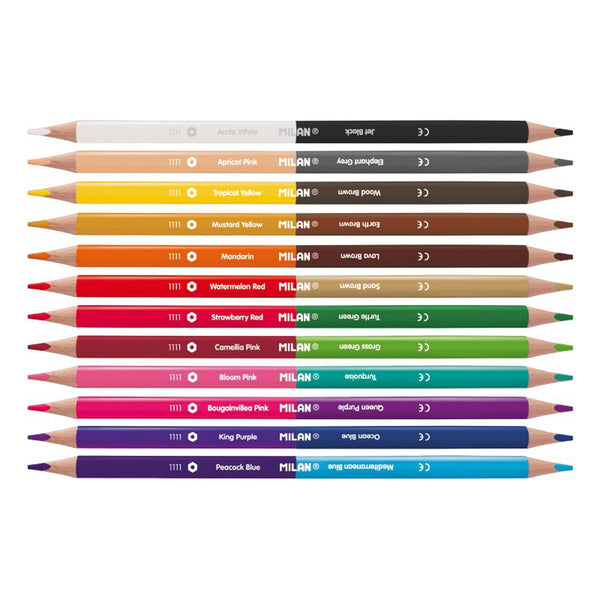 milan bicoloured pencils assorted colours   pack of 12