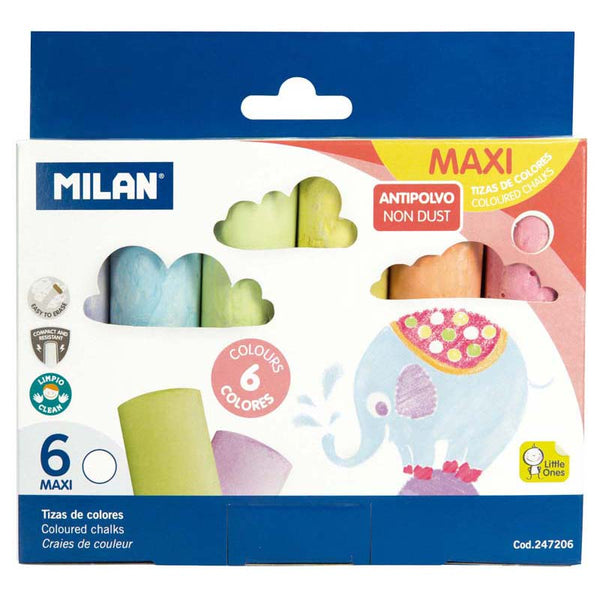 Milan Non Dust Maxi Chalk Pack Of 6
