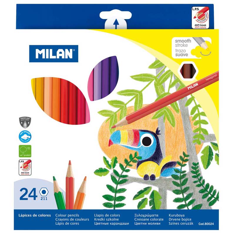 milan coloured pencils hexagonal assorted colours