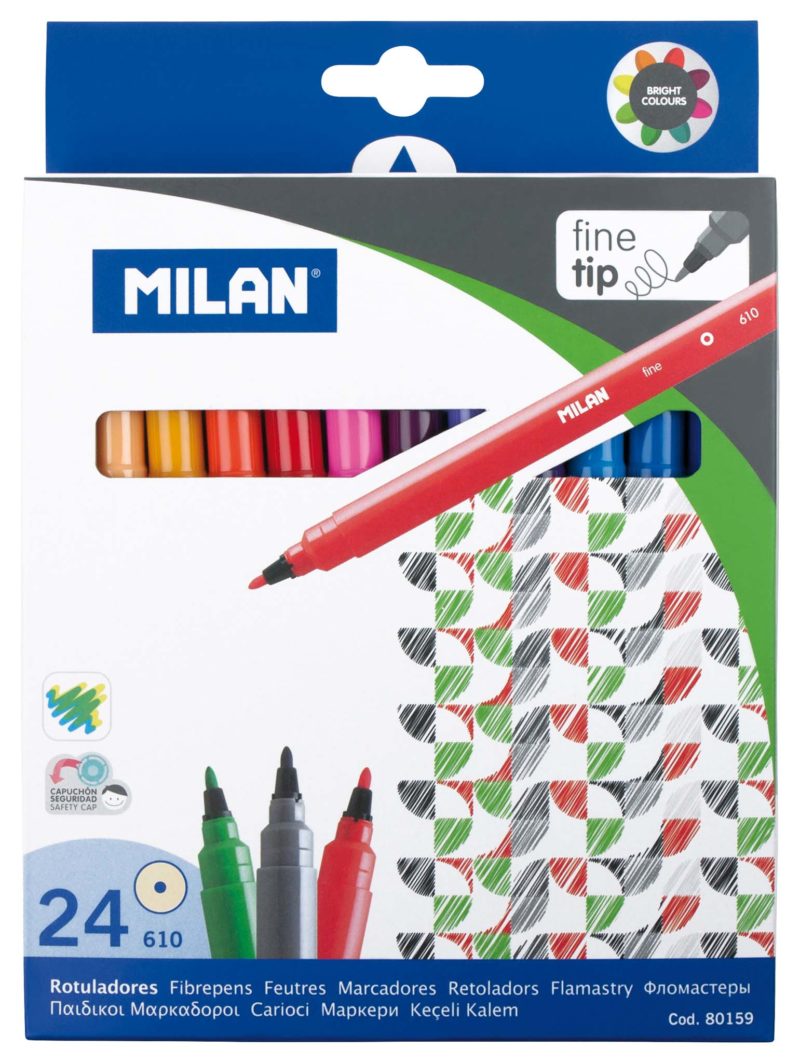 Milan Markers Fine Tip Fibrepens Assorted Colours