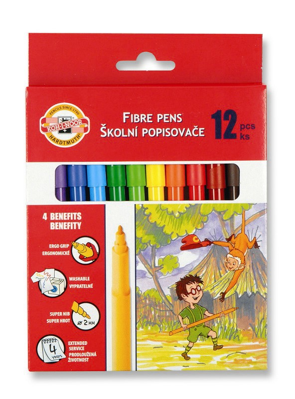 Koh-I-Noor Fibre Triangle Grip Pen Set of 12