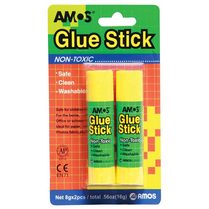 Amos Glue Sticks 8gm 2 Pack