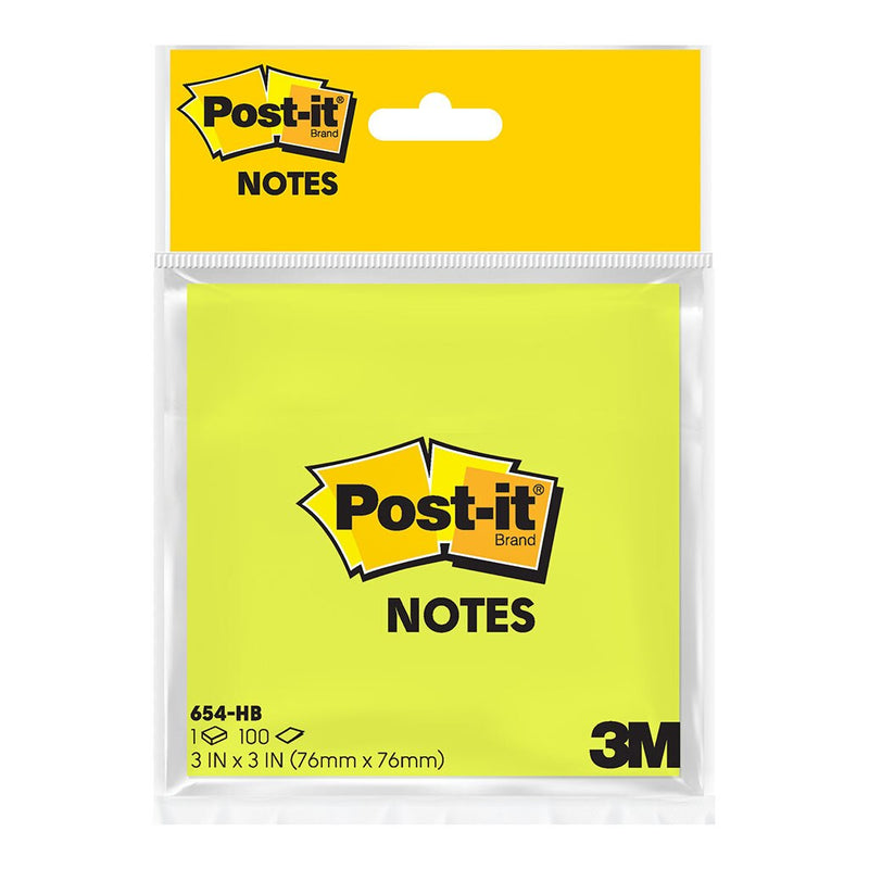 post-it notes 654-hb-1 lime size 76mm x 76mm retail 100 sheets 