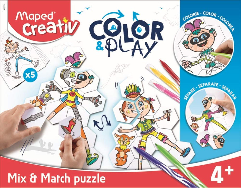 maped creativ colour and play puzzle mix and match - pack of 4