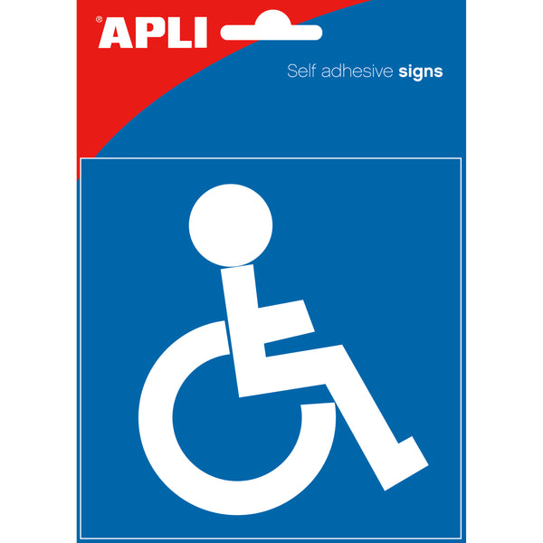 apli self adhesive signs disabled blue & white 