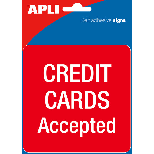 apli self adhesive signs credit cards accepted 