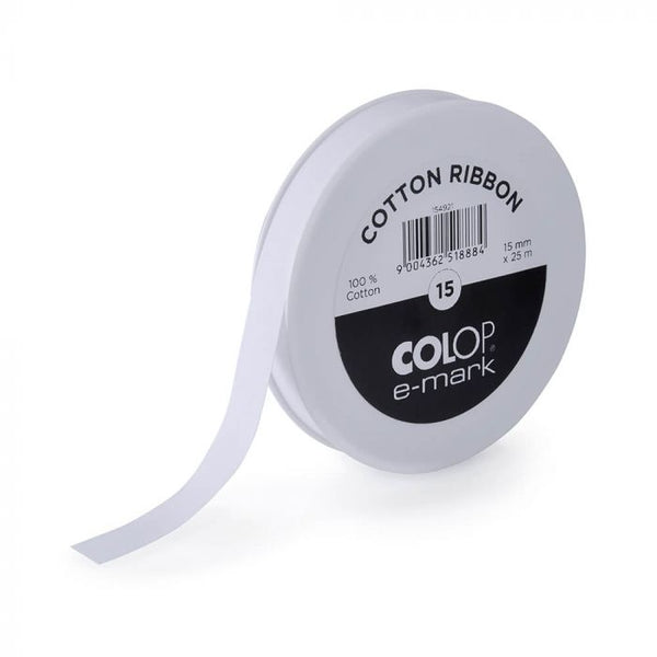 colop e-mark ribbon WHITE cotton#size_15MMX25M