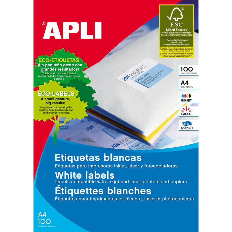apli labels a4 square 100 sheets