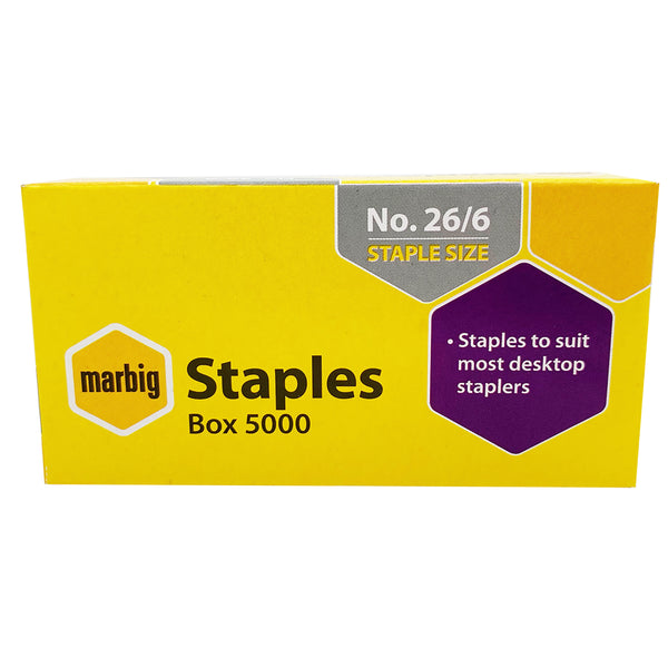 marbig® staples 26/6mm box of 5000